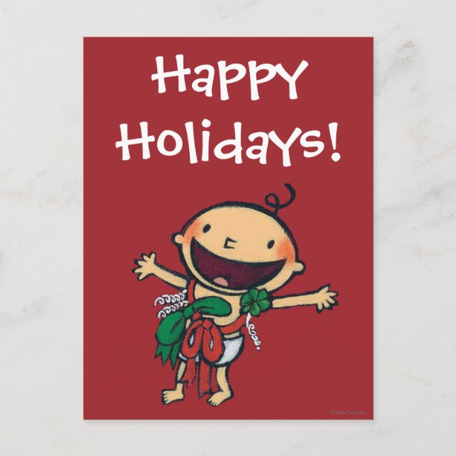 Bebé envuelto en los arcos para el navidad (Anverso)