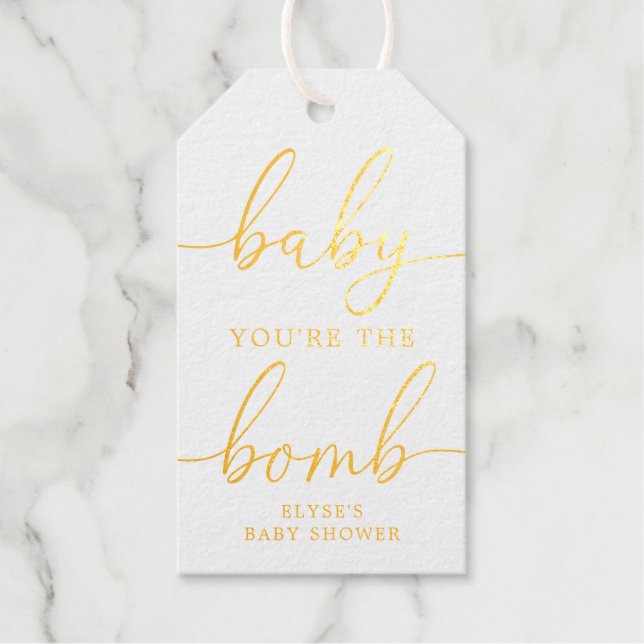 Bebé, eres la etiqueta de regalo del Relieve metal (Anverso)