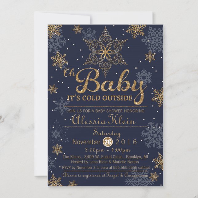 Bebé es exterior frío, invitación de la ducha del (Anverso)