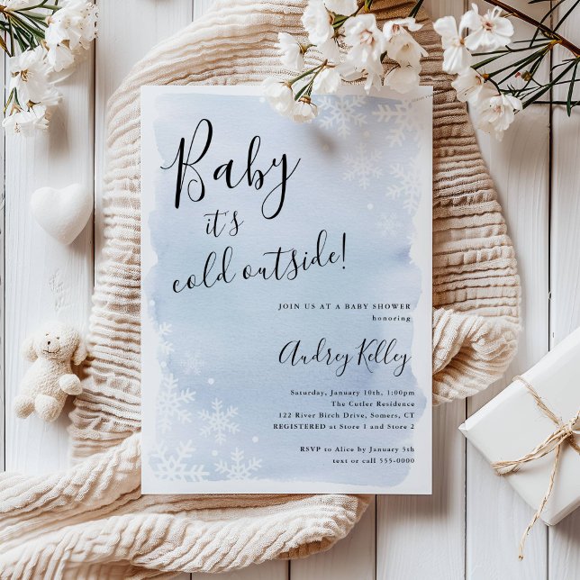 Bebé es frío Invitación azul de Baby Shower en inv (Subido por el creador)
