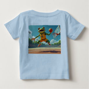 Bebé Escena completa de Basketball Frog con camiseta az