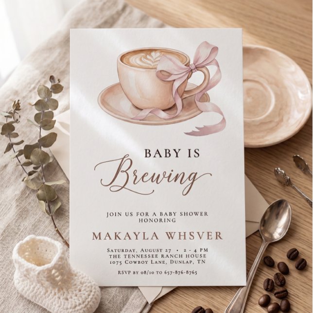 Bebé está preparando café Invitación de baby showe (Subido por el creador)