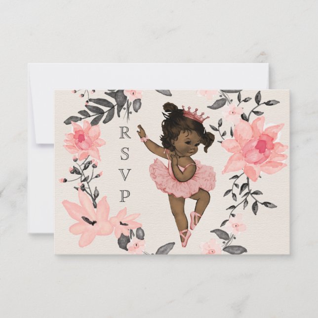 Bebé étnico Ballerina Watercolor Wreath RSVP (Anverso)