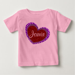 Bebé Falso rojo del purpurina y camiseta del niño de