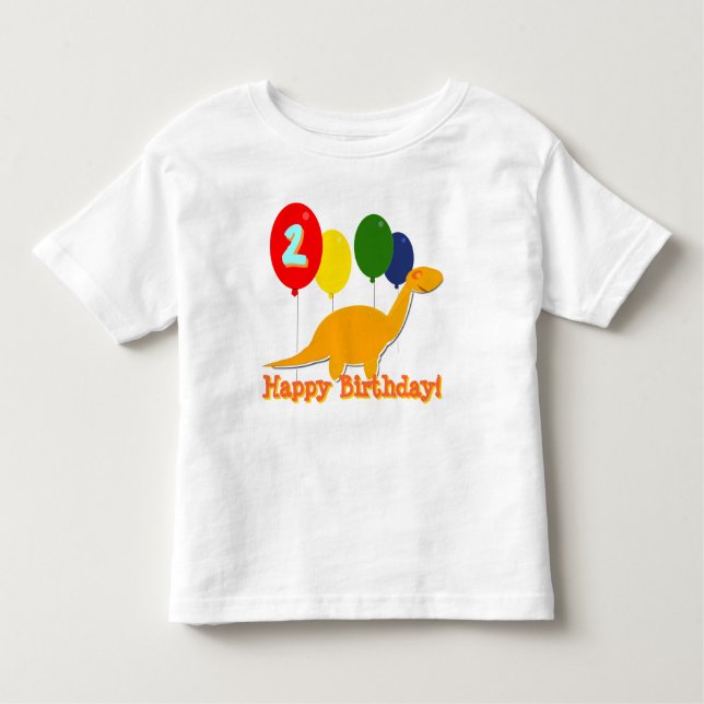 Bebé Feliz cumpleaños Dinosaurio 2 años Camiseta de glo (Anverso)