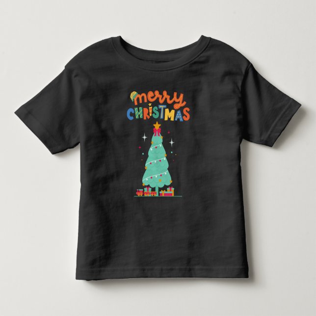 Bebé FELIZ NAVIDAD - Camiseta de árbol de Navidad (Anverso)