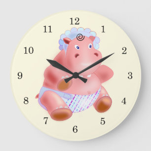 Bebé feliz reloj de pared de Hippo - Personalizabl