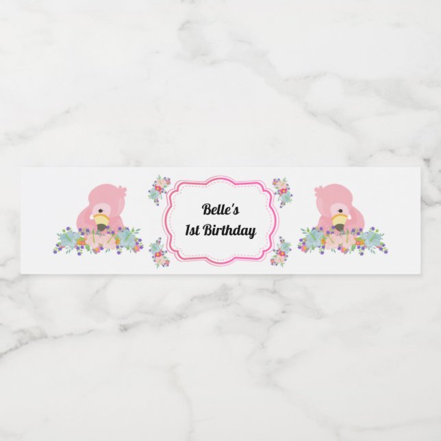Bebé Flamingo Fiesta Etiqueta del frasco de agua (Etiqueta única)
