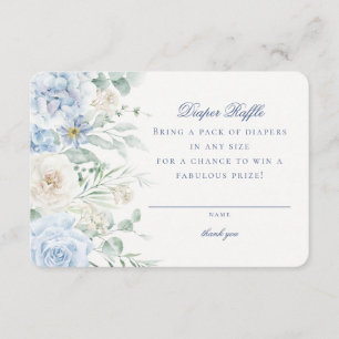 Bebé floral azul en tarjeta de gota de pañal de sa