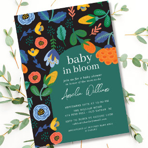 Bebé Floral Colorido En Invitación A La Ducha De S