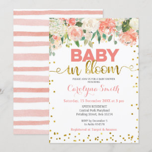 Bebé floral de maceta en una invitación a la flor
