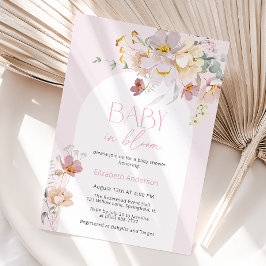 Bebé floral de Rubor en una invitación de Baby Sho