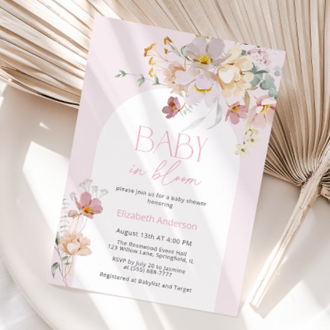 Bebé floral de Rubor en una invitación de Baby Sho (Subido por el creador)