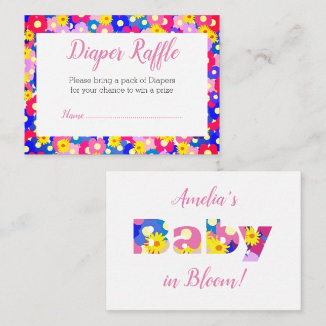 Bebé floral en tarjeta de gabinete de pañales de B (Anverso / Reverso)