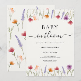 Bebé floral en una invitación de Baby Shower en fl