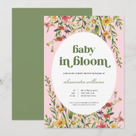 Bebé floral en una invitación de Baby Shower en fl