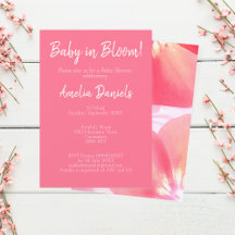 Bebé floral rosado en la invitación de Baby Shower