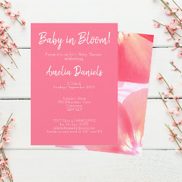 Bebé floral rosado en la invitación de Baby Shower