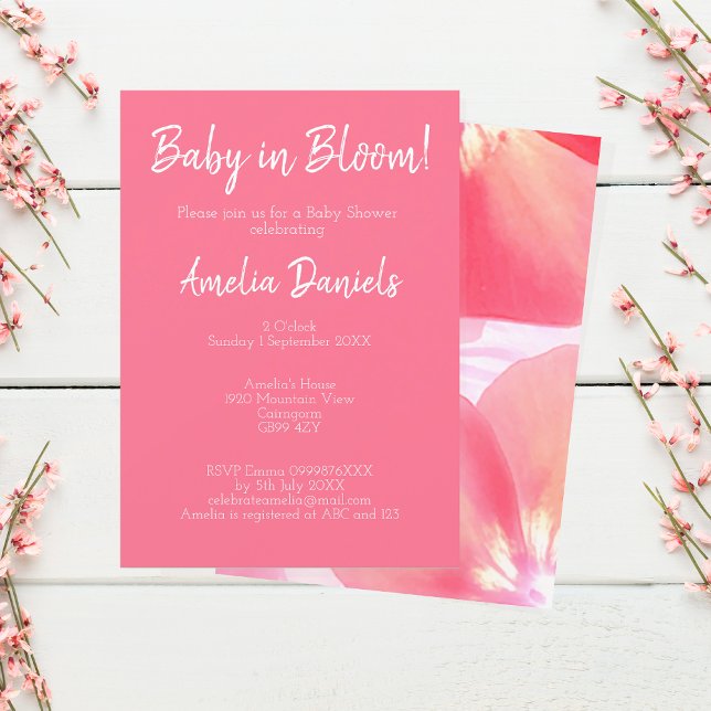 Bebé floral rosado en la invitación de Baby Shower (Pretty in pink Baby in bloom invitations.)