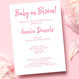 Bebé floral rosado en la invitación de Baby Shower