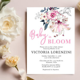 Bebé floral rosado en la invitación de Baby Shower