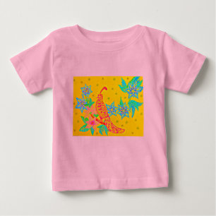 Bebé Flores de pájaro de camiseta para niños, amarillo