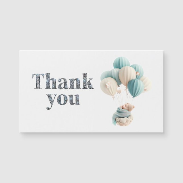 Bebé flotando con globos Diamante Gracias (Anverso)