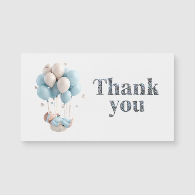 Bebé flotando con globos Diamante Gracias (Anverso)