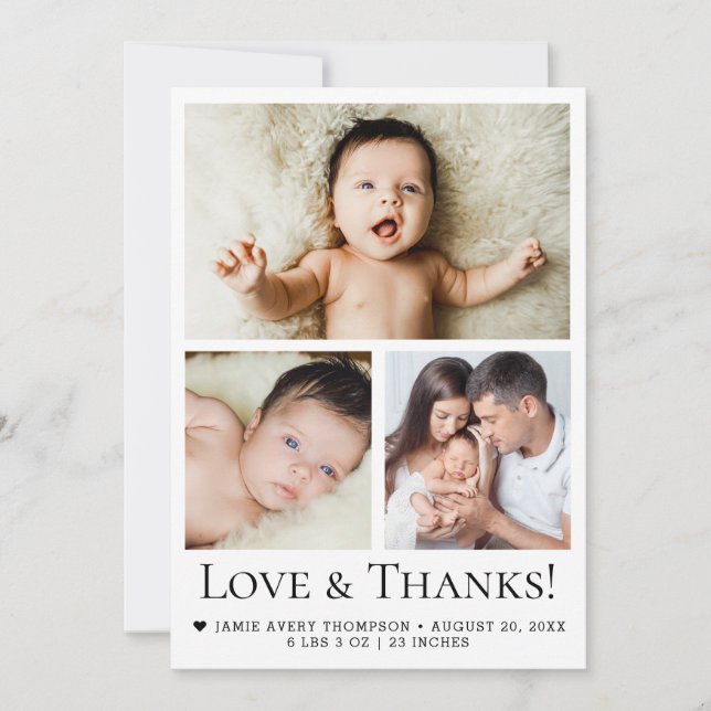 Bebé Foto Anuncio de nacimiento Amor y agradecimie (Anverso)