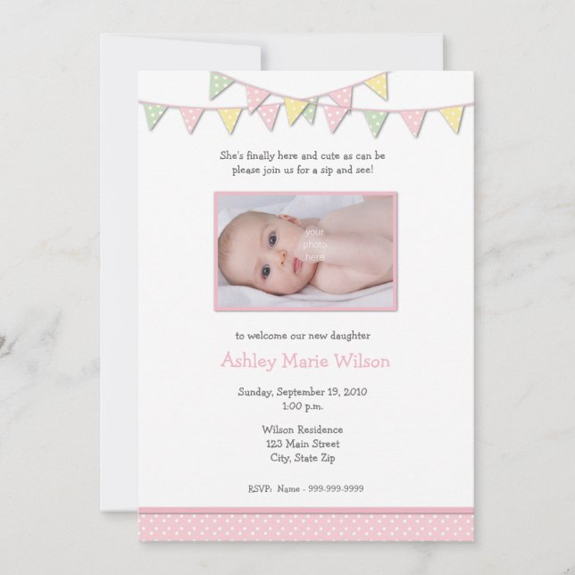 Bebé, foto sip y ver invitación (Anverso)