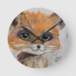 Bebé Fox Wall Clock, 8" Reloj Acrílico Redondo