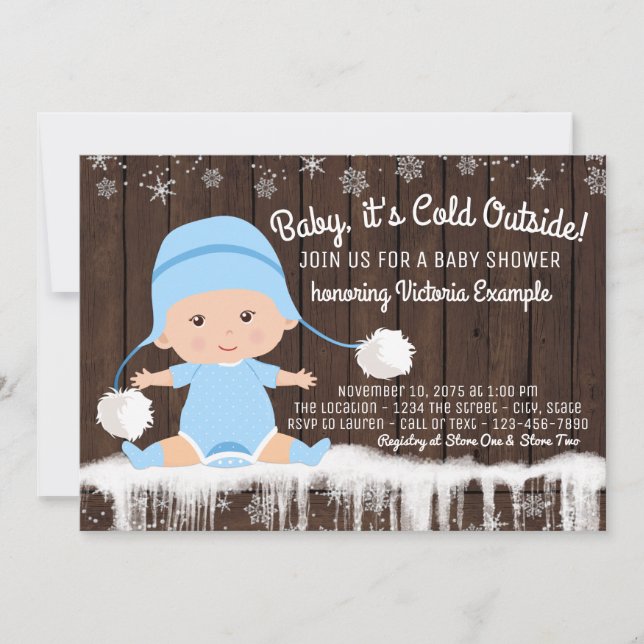 Bebé, frío fuera de casa, invitación a Baby Shower (Anverso)