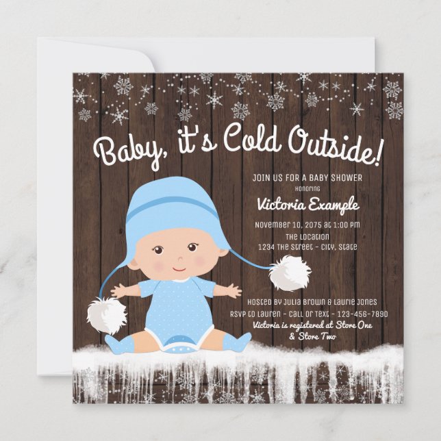 Bebé, frío fuera de casa, invitación a Baby Shower (Anverso)