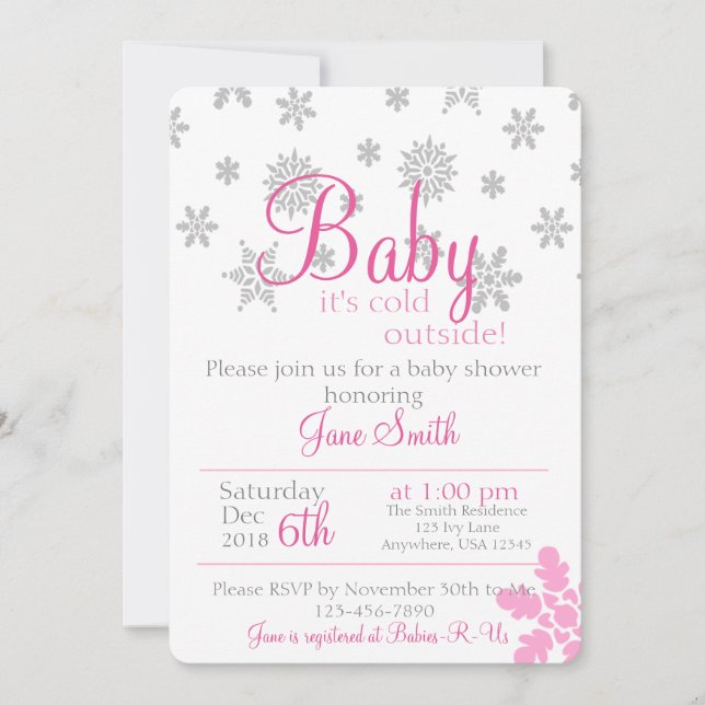 Bebé, frío fuera de la invitación de Baby Shower (Anverso)