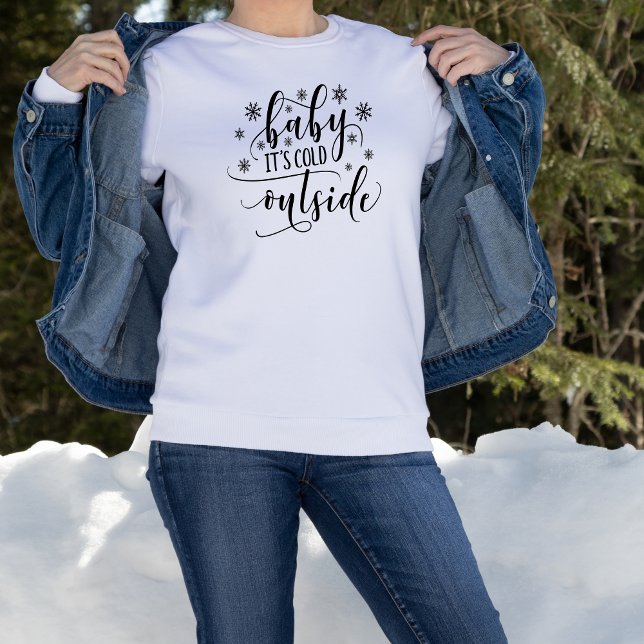 Bebé, frío fuera de la sudadera de las mujeres (Baby It's Cold Outside Script Calligraphy Typography Sweatshirt Christmas Winter)