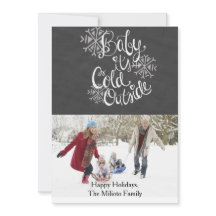 Bebé, frío fuera de la tarjeta de Navidades de fot