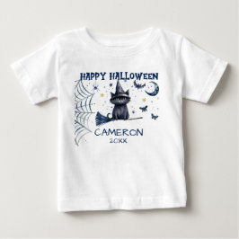 Bebé Gato de Acuarela Feliz Halloween - Camiseta de beb