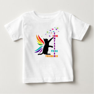 Bebé Gato y camiseta de mariposa del orgullo infantil