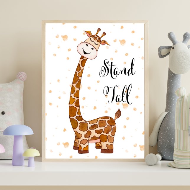 Bebé Giraffe Nursere Impresión Tall Cute Trendy (Giraffe Stand Tall Nursery Wall Art Poster, Printed or Instant Digital Download. Baby shower gift)