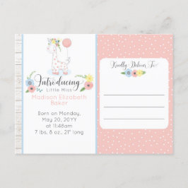 Bebé Giraffe Rústico Floral Bebé Anuncio de nacimi