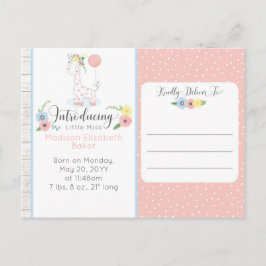 Bebé Giraffe Rústico Floral Bebé Anuncio de nacimi