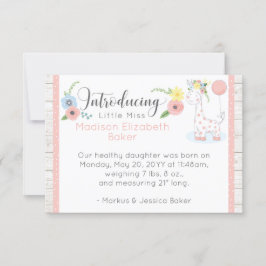 Bebé Giraffe Rústico Floral Bebé Anuncio de nacimi