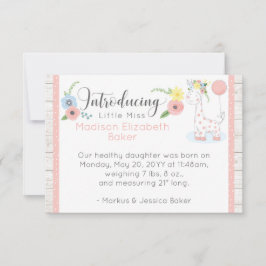 Bebé Giraffe Rústico Floral Bebé Anuncio de nacimi