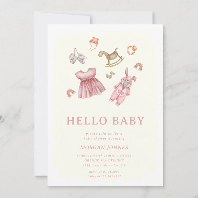 Bebe Girl Clothes Nursery baby ducha invitación (Anverso)