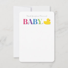 Bebé Gracias Tarjetas de Nota Plana Pato de goma