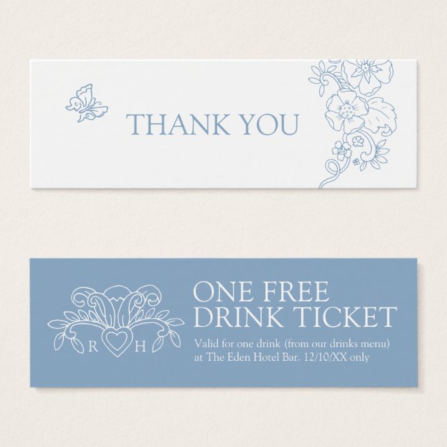 Bebé gratis boda vales tarjeta fleur de lis blue (Anverso y reverso)