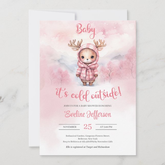 Bebé, hace frío afuera chica Invitación a Baby Sho (Anverso)