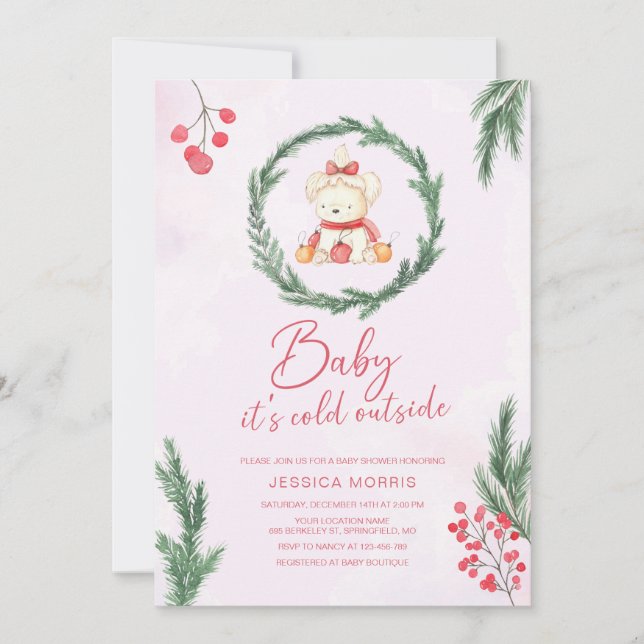 Bebé, hace frío afuera de Navidades Invitación de  (Anverso)