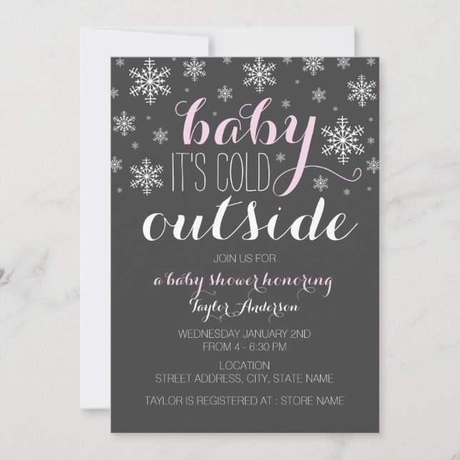 Bebé, hace frío afuera - Invitación a Baby Shower  (Anverso)