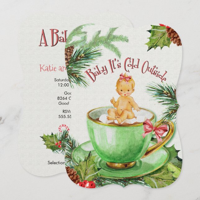 Bebé hace frío afuera | Invitación de Baby Shower (Anverso / Reverso)